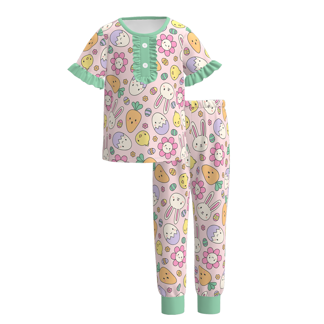 (Pre Order)Girls Easter Bunny Print Pajamas