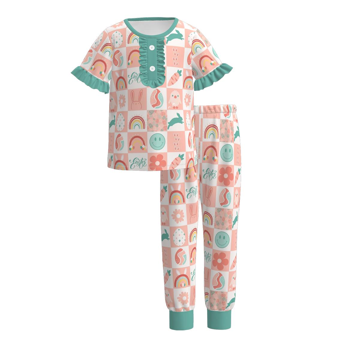 (Pre Order)Girls Easter Bunny Print Pajamas