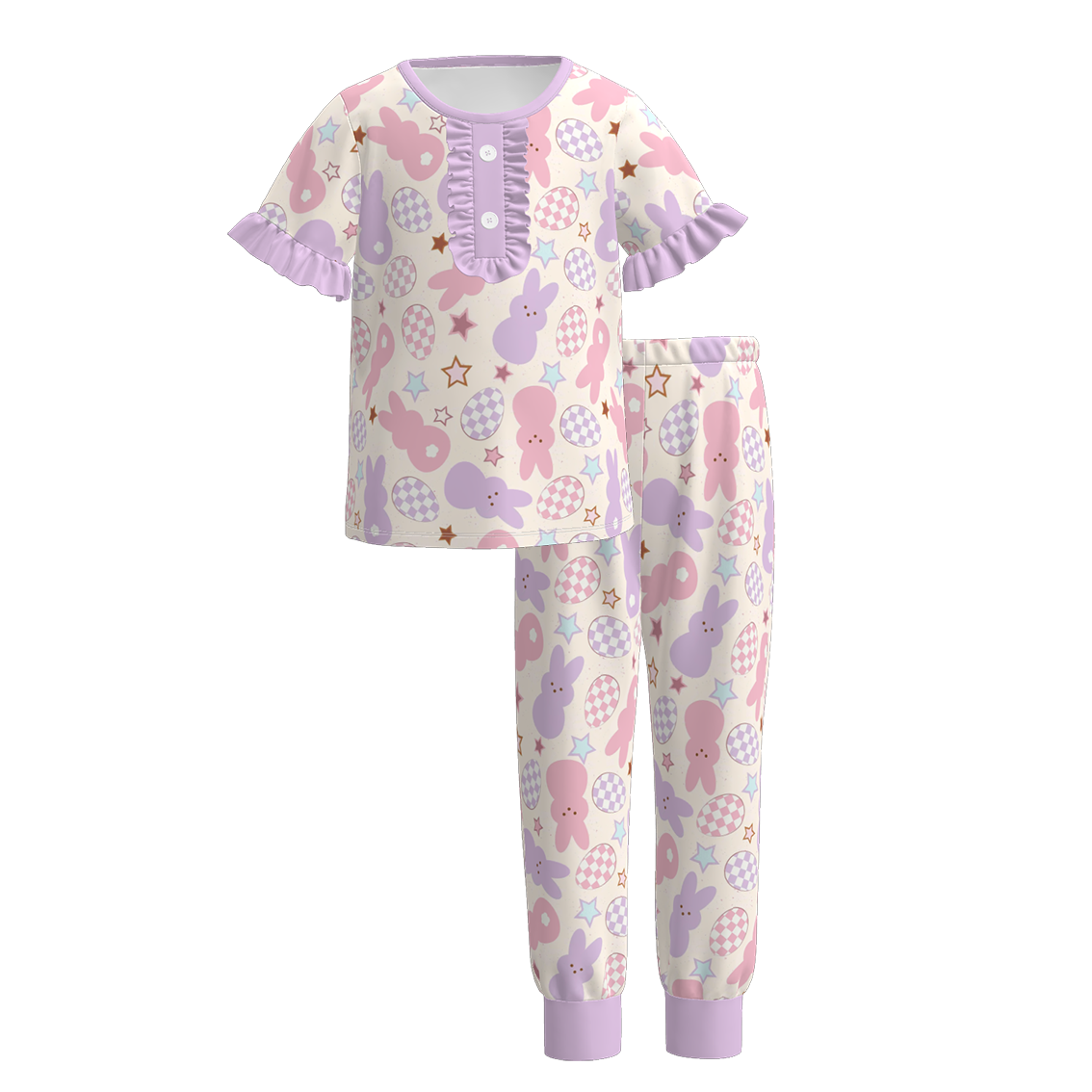 (Pre Order)Girls Easter Bunny Print Pajamas