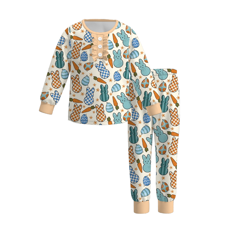 (Pre Order)Mommy and Me Easter Bunny Print Pajamas