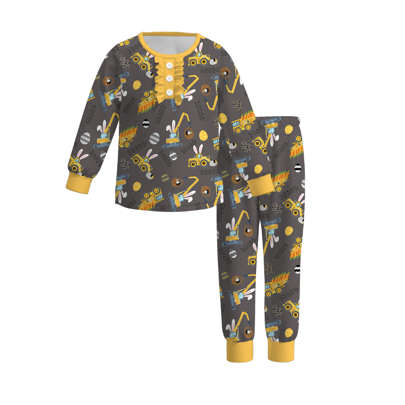 (Pre Order)Mommy and Me Easter Bunny Print Pajamas