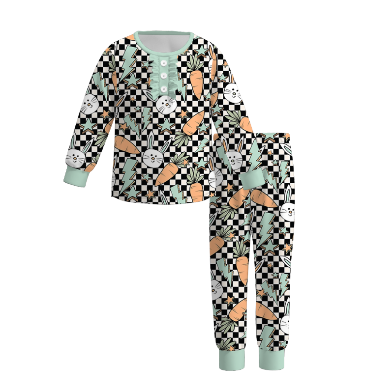(Pre Order)Mommy and Me Easter Bunny Print Pajamas
