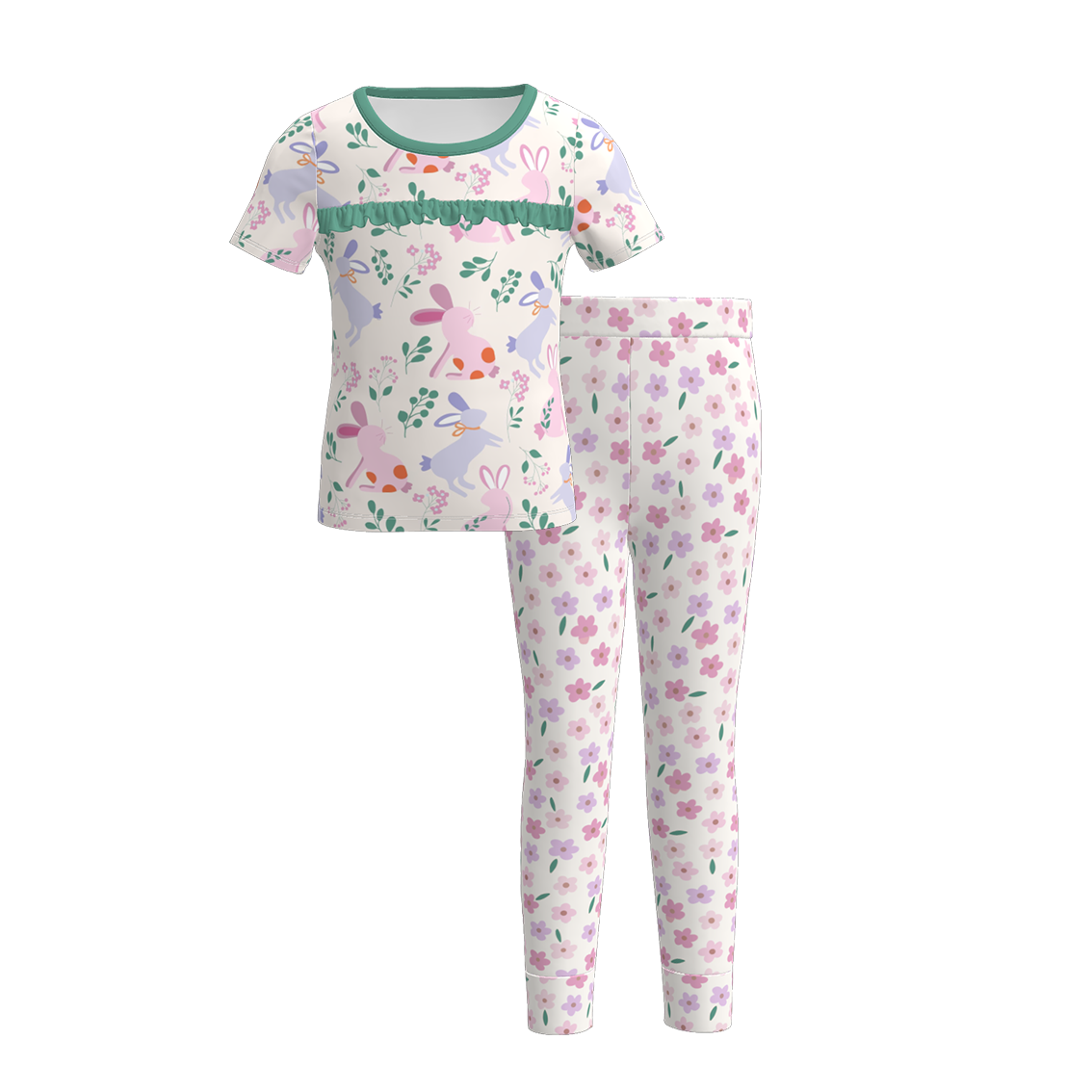 (Pre Order)Girls Easter Bunny Print Pajamas