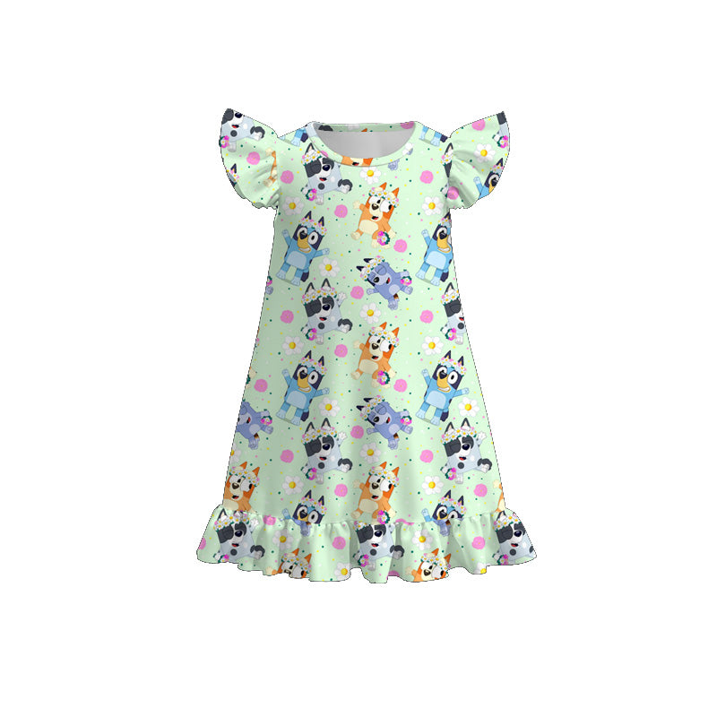 (Pre Order)Girls Spring and Summer TS,Cartoon&Princess Print Pajamas Dress
