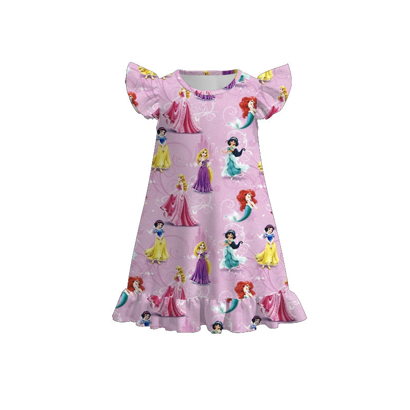 (Pre Order)Girls Spring and Summer TS,Cartoon&Princess Print Pajamas Dress