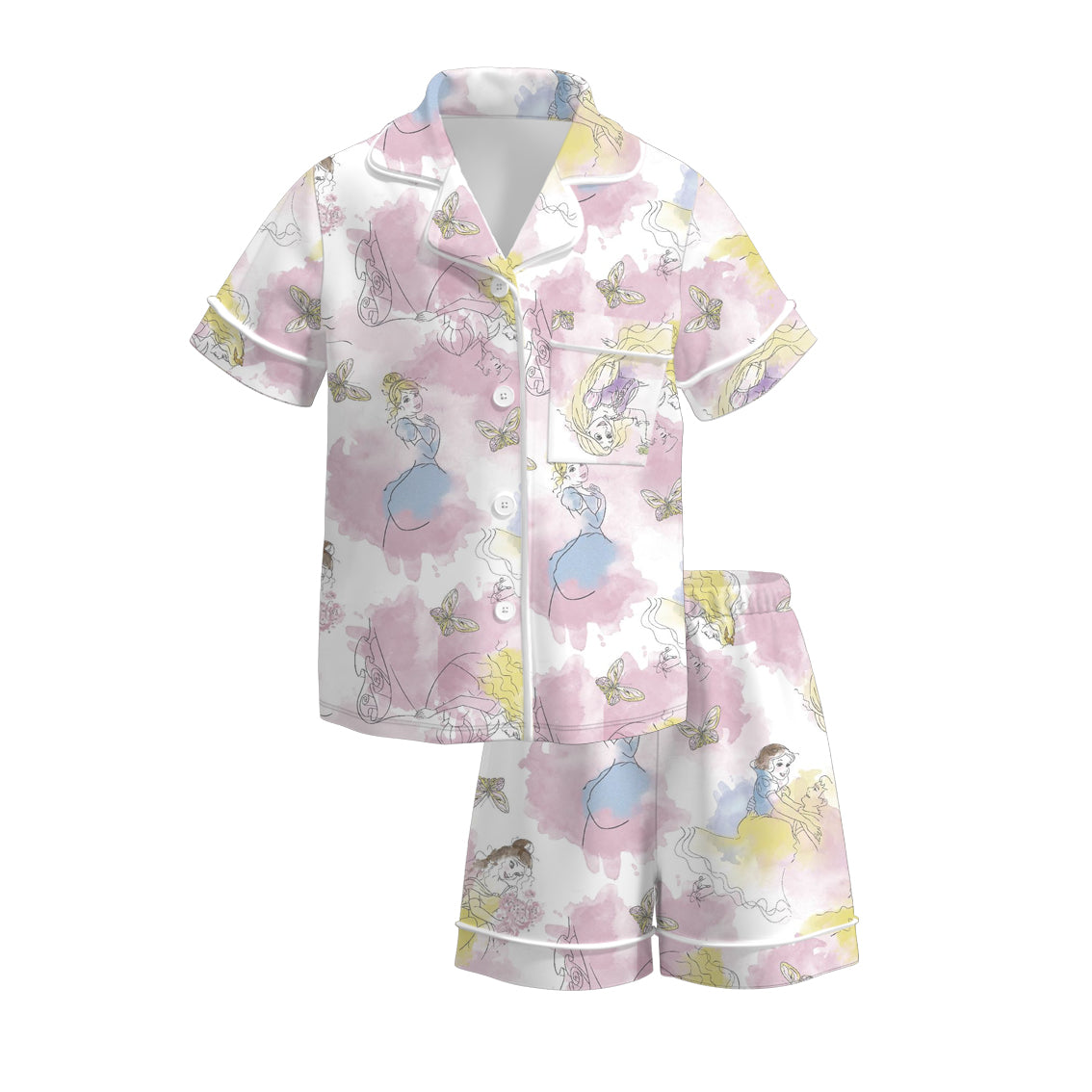 (Pre Order)Girls Spring and Summer Cartoon Print Pajamas