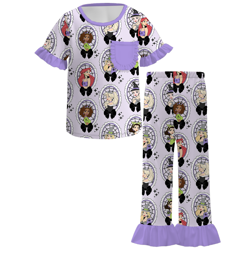 (Pre Order)Family Halloween Cartoon Print Dress,Set,Pajamas&Romper