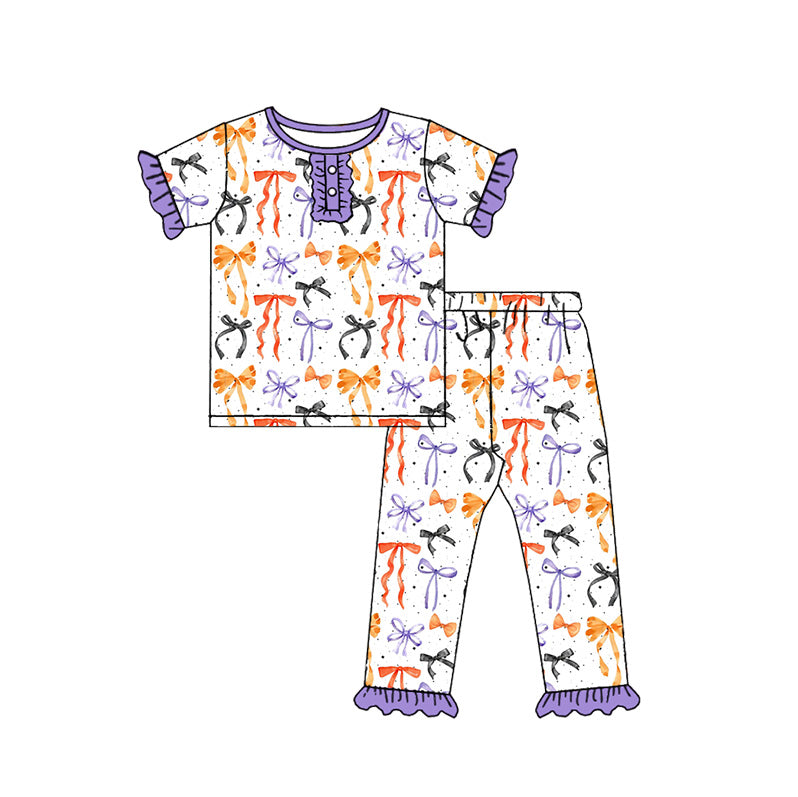 (Pre Order)Family Halloween Bow Print Set,Pajamas&Romper
