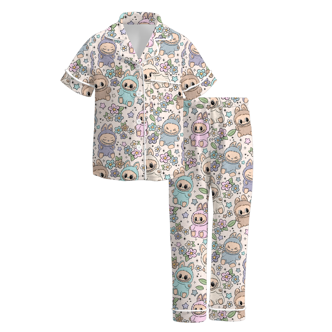 (Pre Order)Girls Spring and Summer Cartoon Print Pajamas