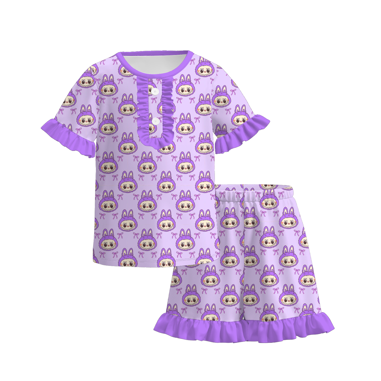 (Pre Order)Girls Summer Cartoon Print Outfit Set&Pajamas