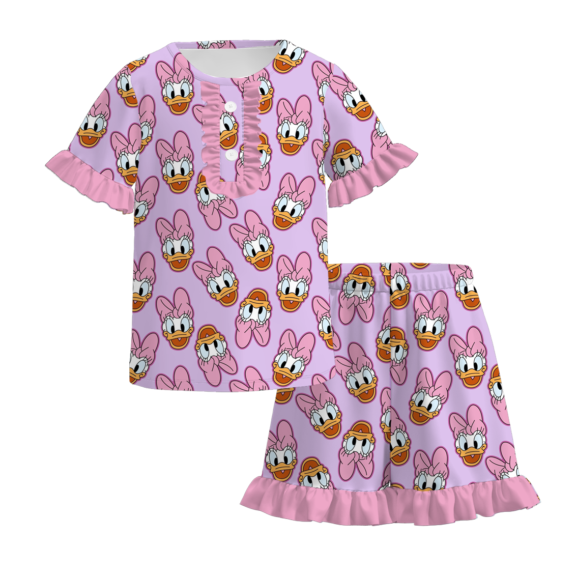 (Pre Order)Girls Summer Cartoon Print Dress&Pajamas