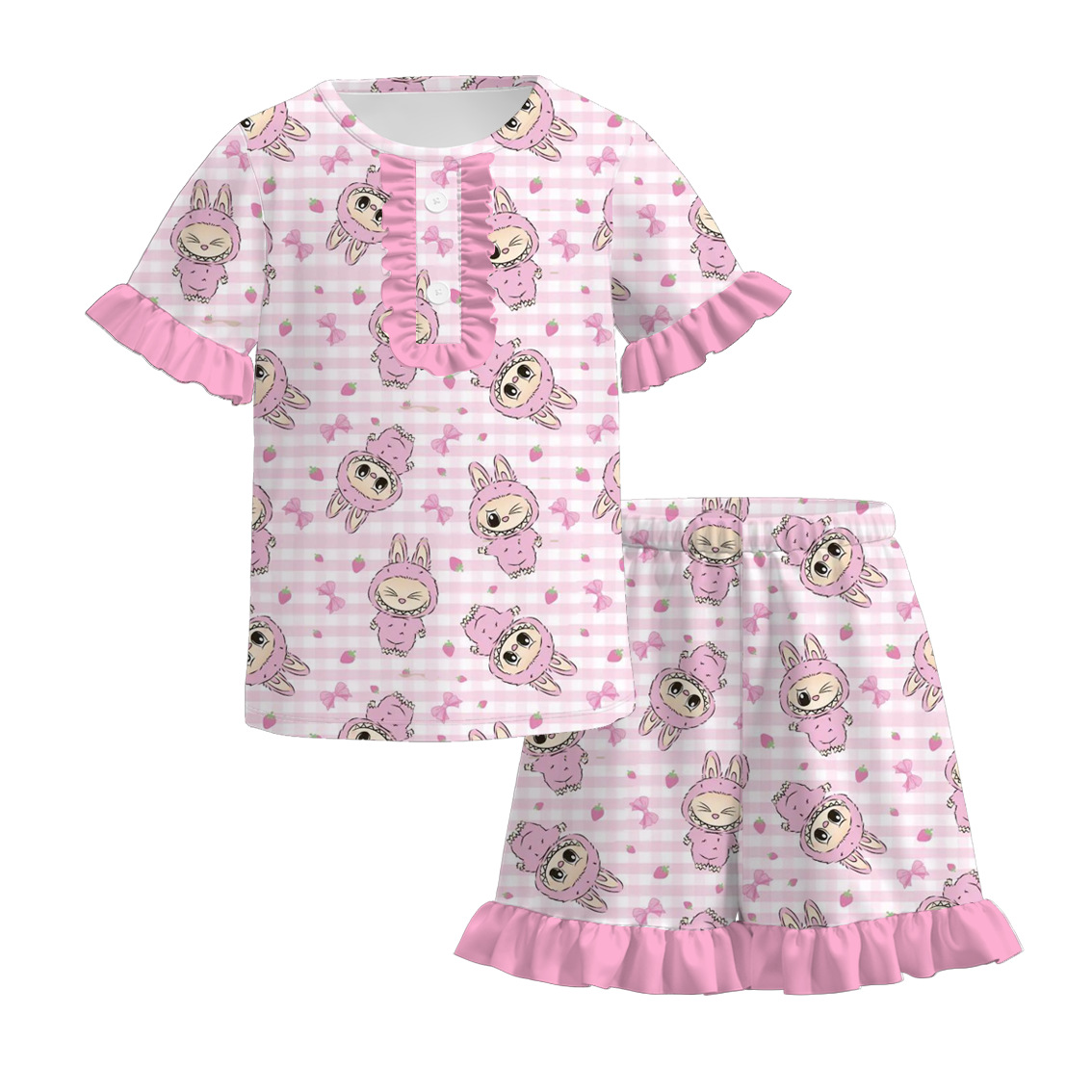 (Pre Order)Girls Summer Cartoon Print Pajamas
