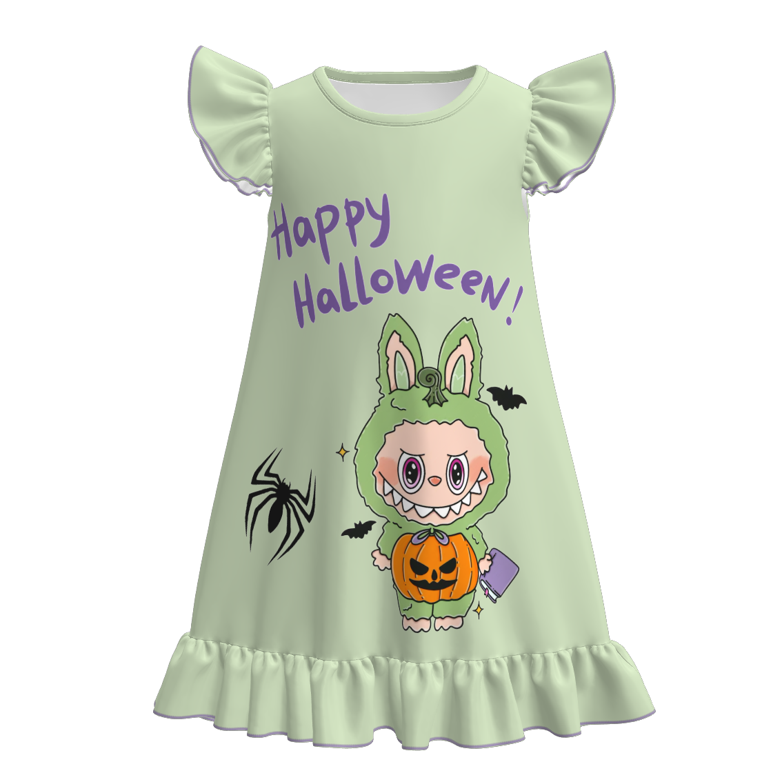 (Pre Order)Girls Halloween Cartoon Print Pajamas