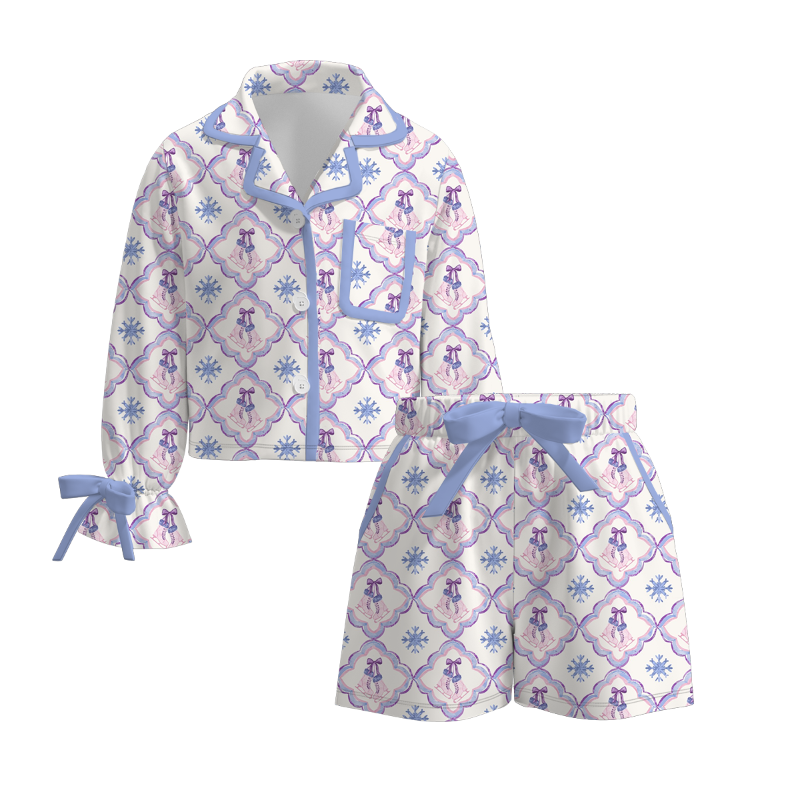 (Pre Order)Sisters Christmas Let It Snow Embroidery Smocked Dress,Pajamas&Romper