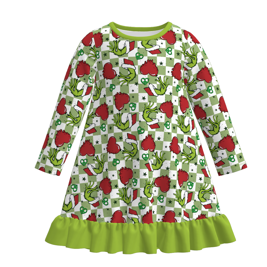 (Pre Order)Sisters Christmas Cartoon Print Dress,Pajamas&Romper