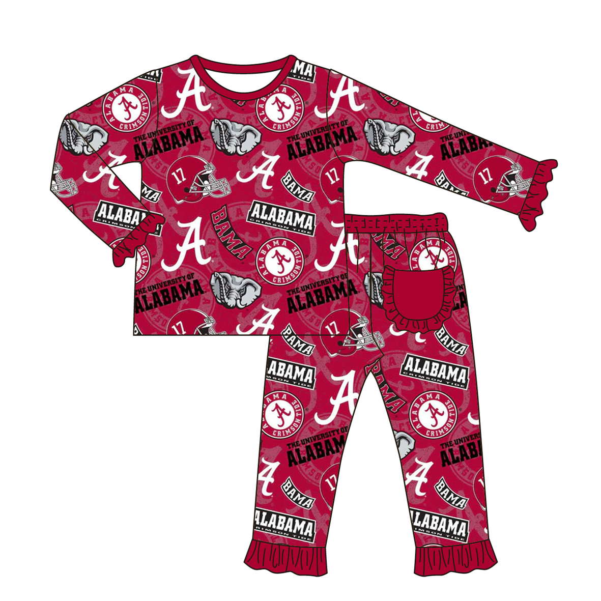 (Pre Order)Family Football Alabama Print Pajamas&Romper