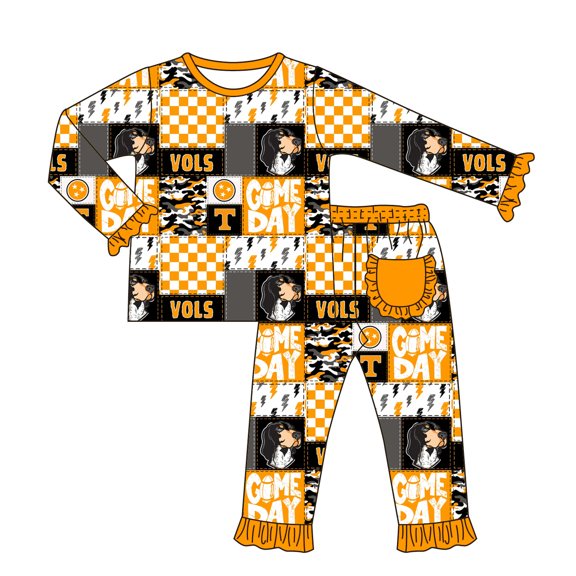 (Pre Order)Family Football Tennessee Print Pajamas&Romper