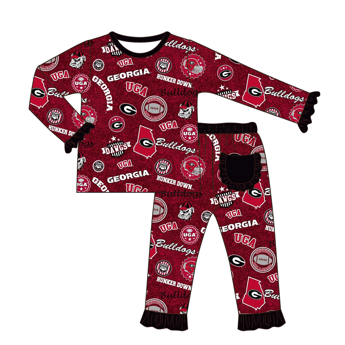 (Pre Order)Family Football Georgia Print Pajamas&Romper