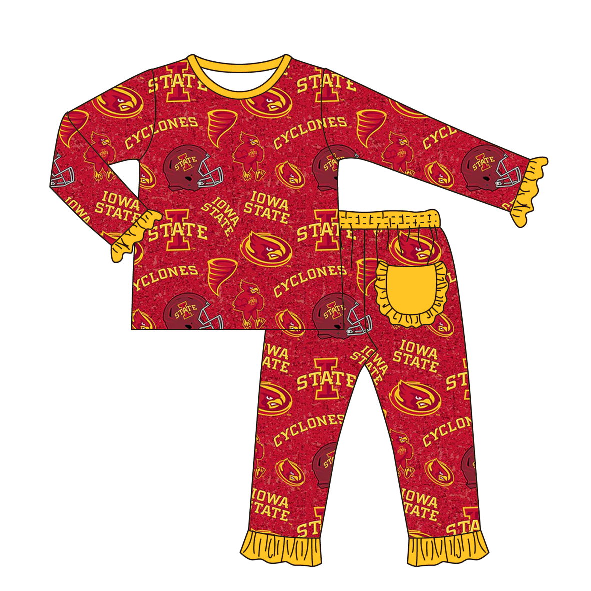 (Pre Order)Family Football Iowa Print Pajamas&Romper