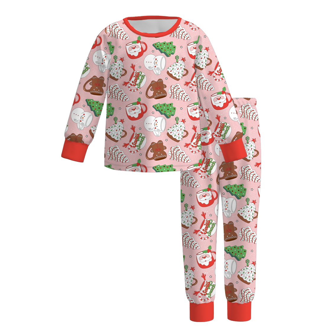 (Pre Order)Sisters Christmas Cartoon Print Dress,Pajamas&Pants