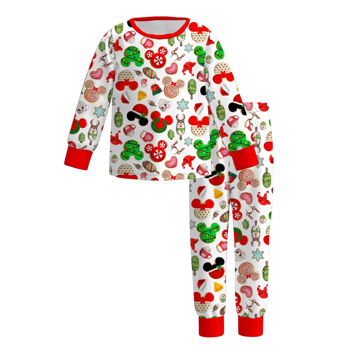 (Pre Order)Sisters Christmas Cartoon Print Dress,Pajamas&Pants