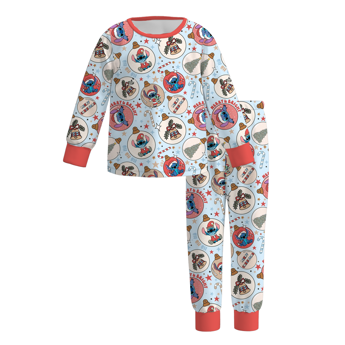 (Pre Order)Sisters Christmas Cartoon Print Dress,Pajamas&Pants