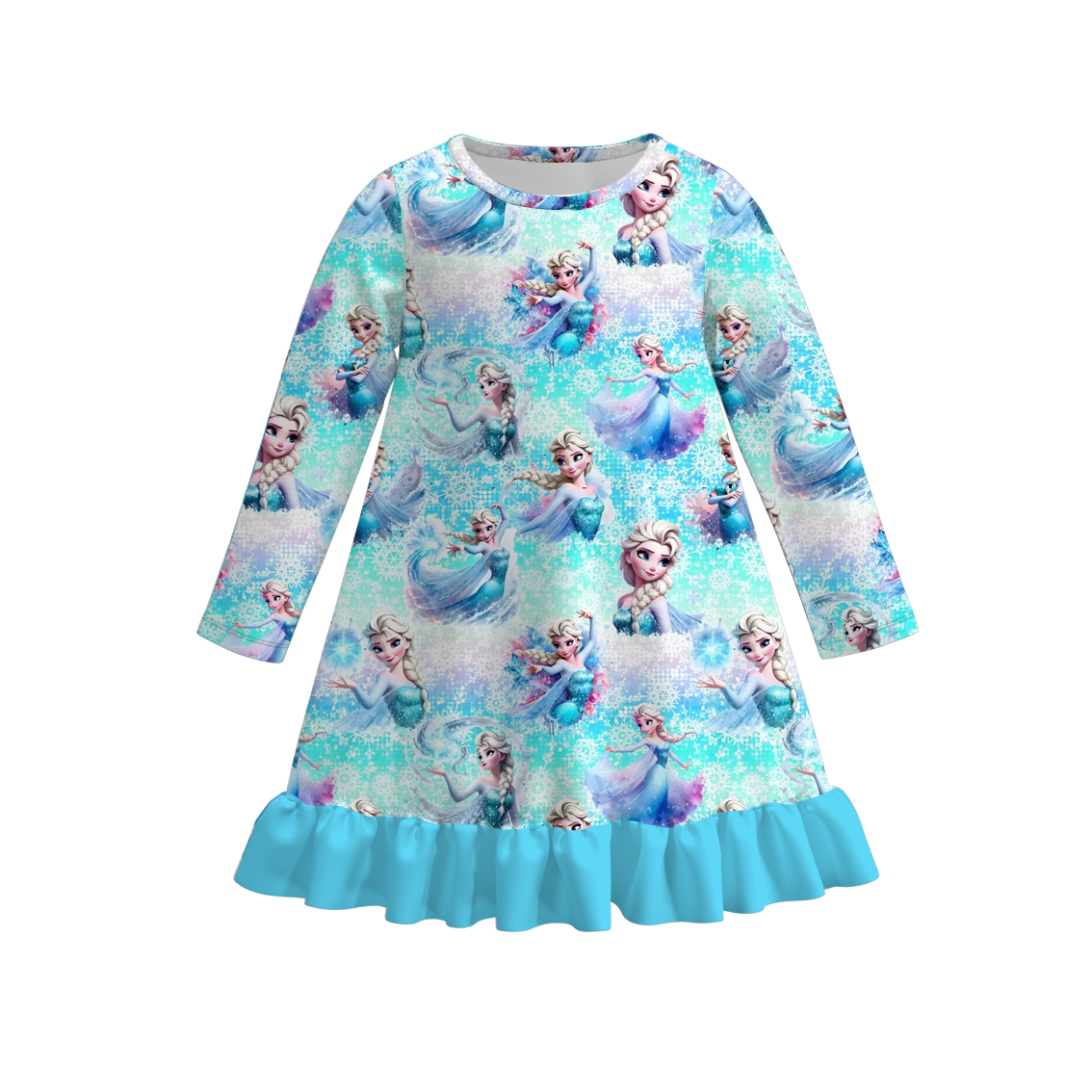 (Pre Order)Girls Fall&Winter Princess Print Pajamas Dress