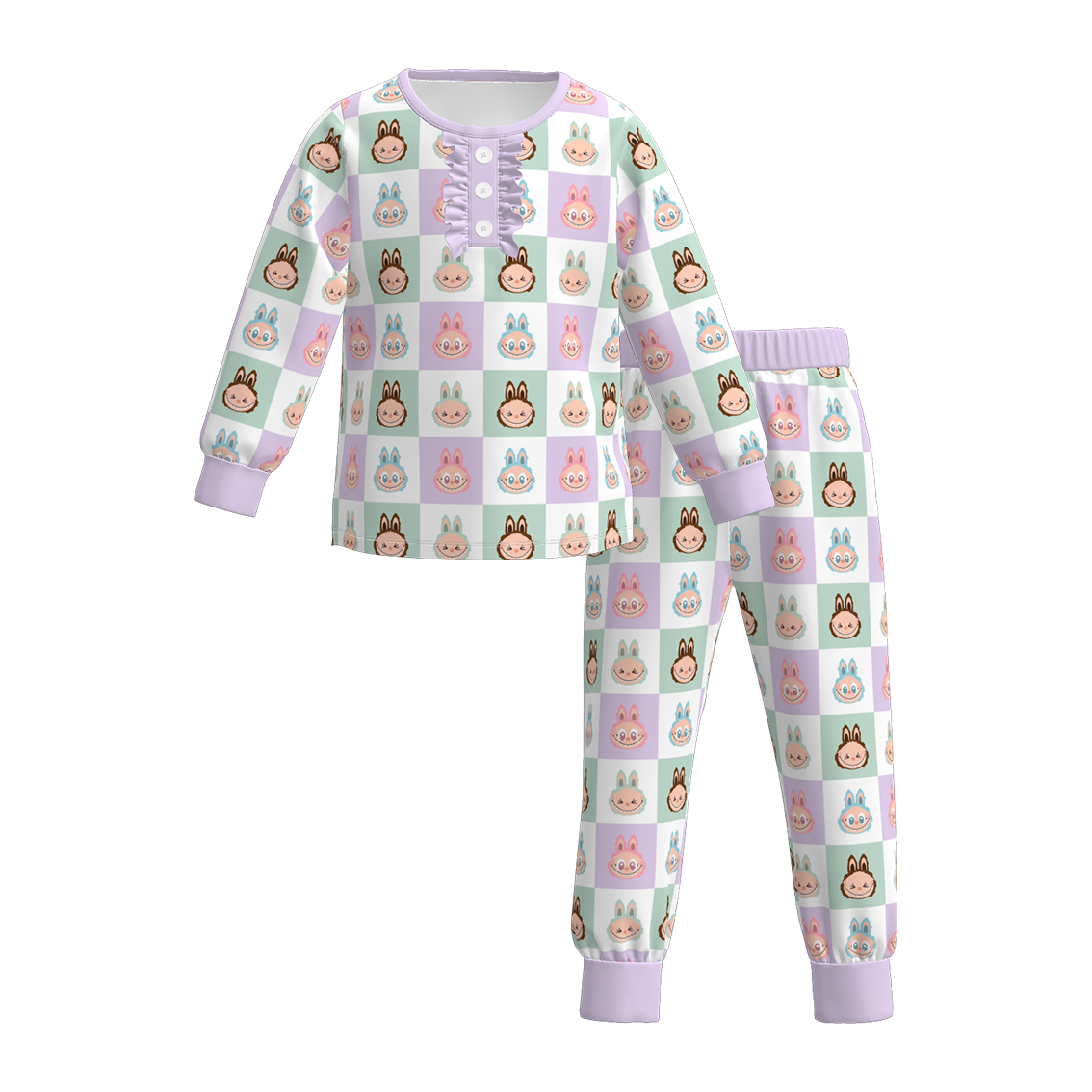 (Pre Order)Girls Halloween Cartoon Print Pajamas