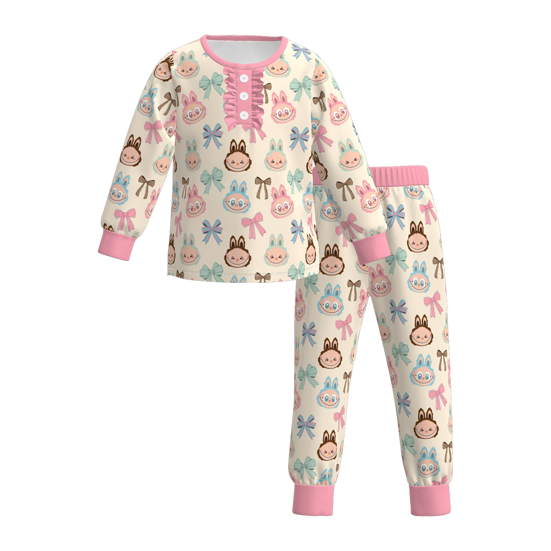 (Pre Order)Girls Halloween Cartoon Print Pajamas