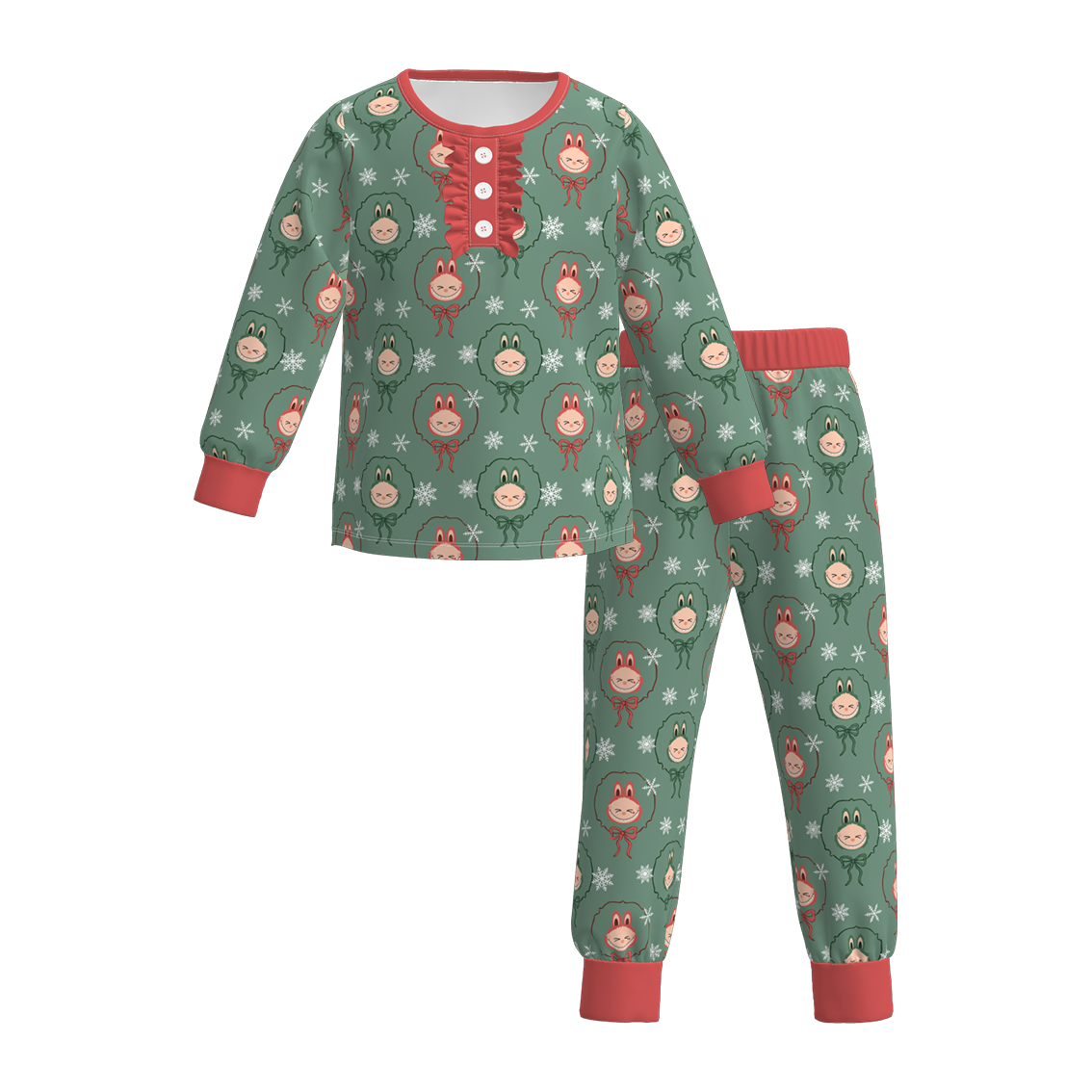 (Pre Order)Girls Halloween Cartoon Print Pajamas