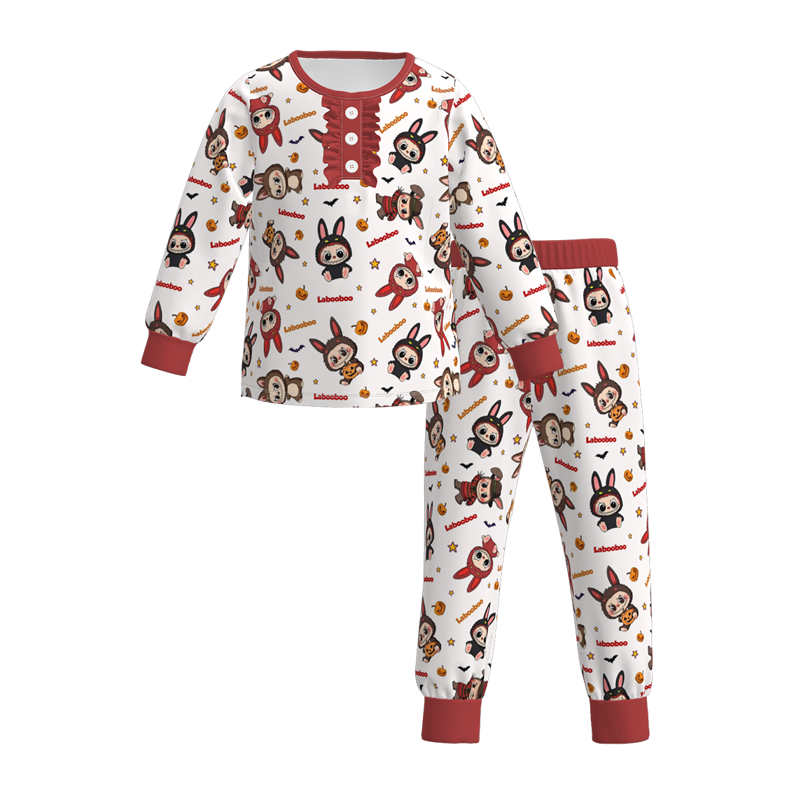 (Pre Order)Girls Halloween Cartoon Print Pajamas