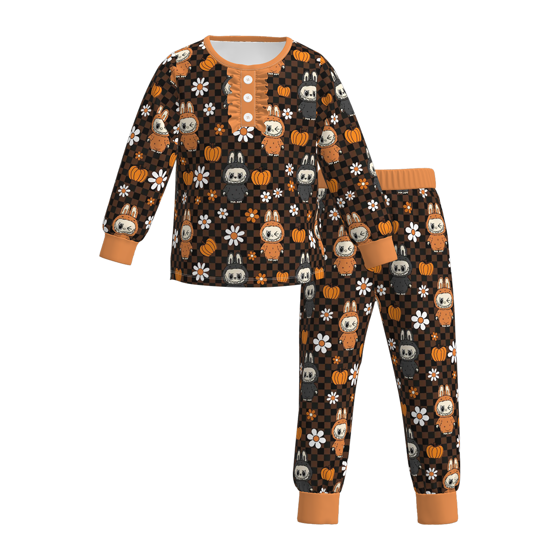 (Pre Order)Girls Halloween Cartoon Print Pajamas