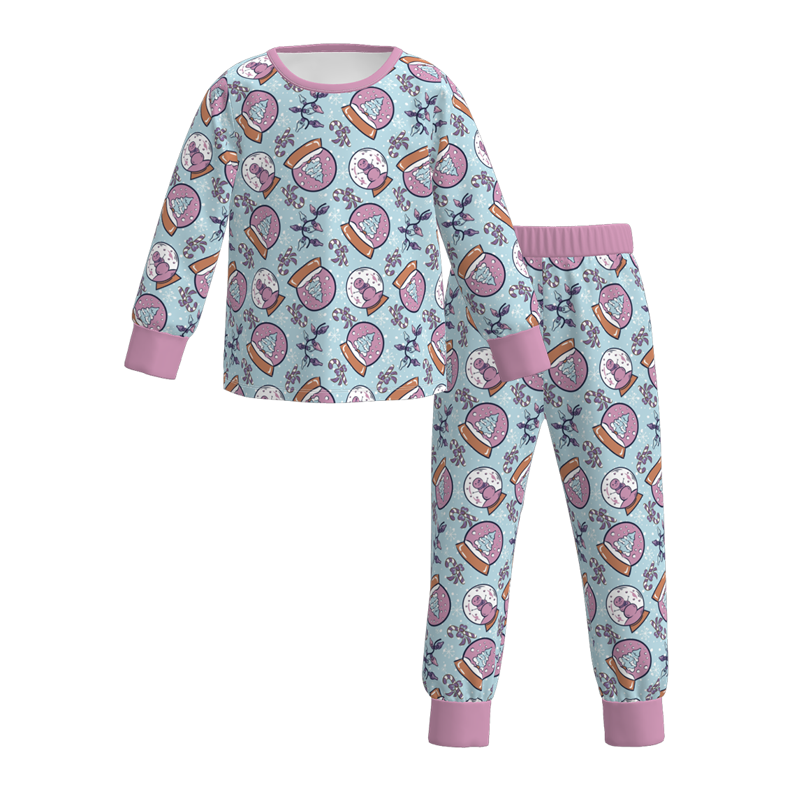 (Pre Order)Girls Christmas Santa Claus Print Pajamas