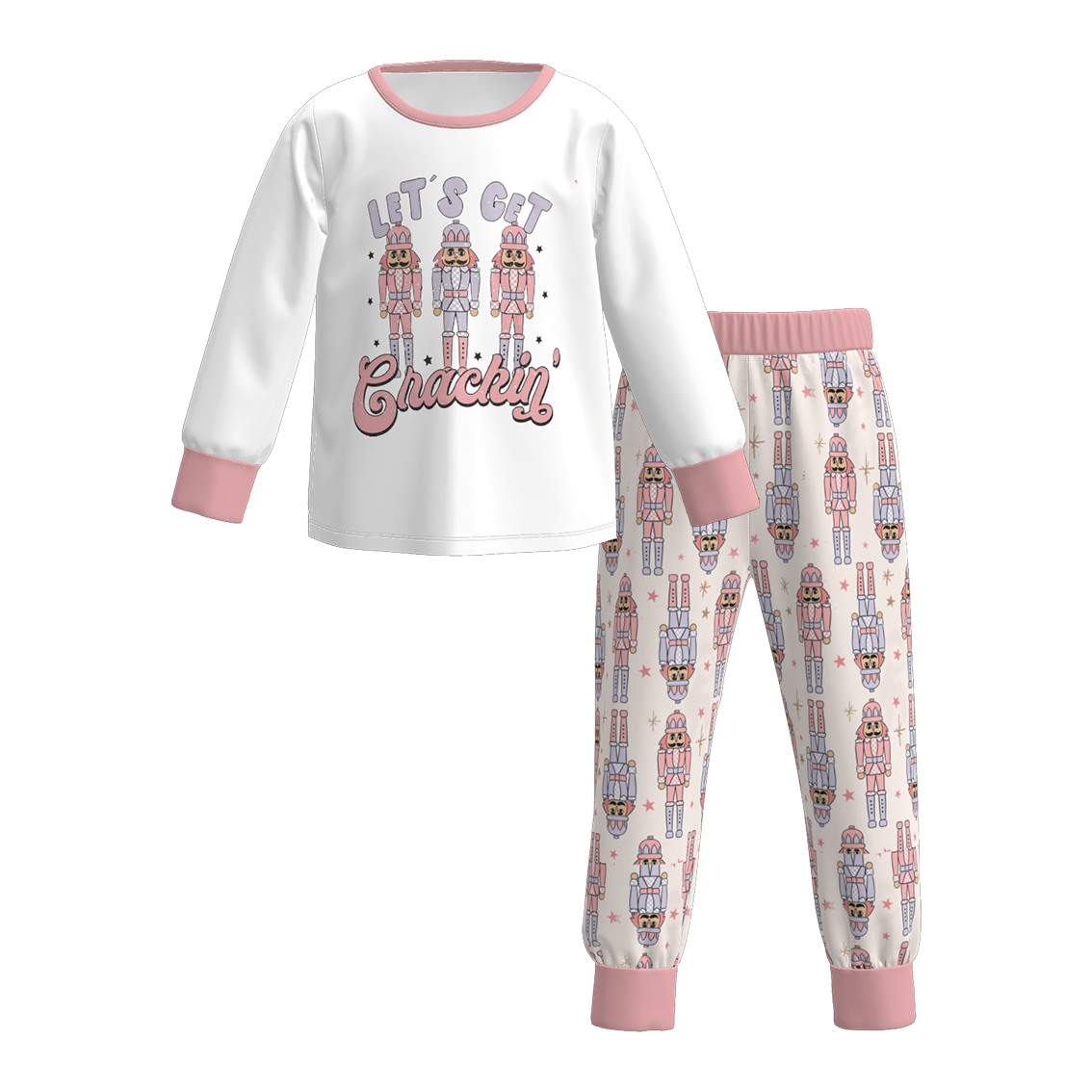 (Pre Order)Girls Christmas Santa Claus Print Pajamas