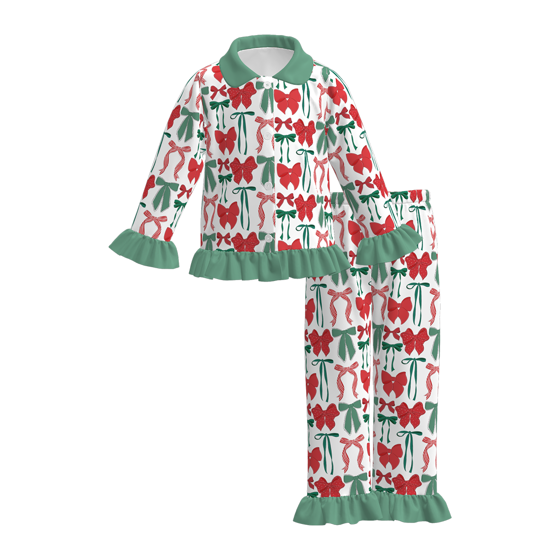 (Pre Order)Family Christmas Bow Print Dress,Set,Romper&Top
