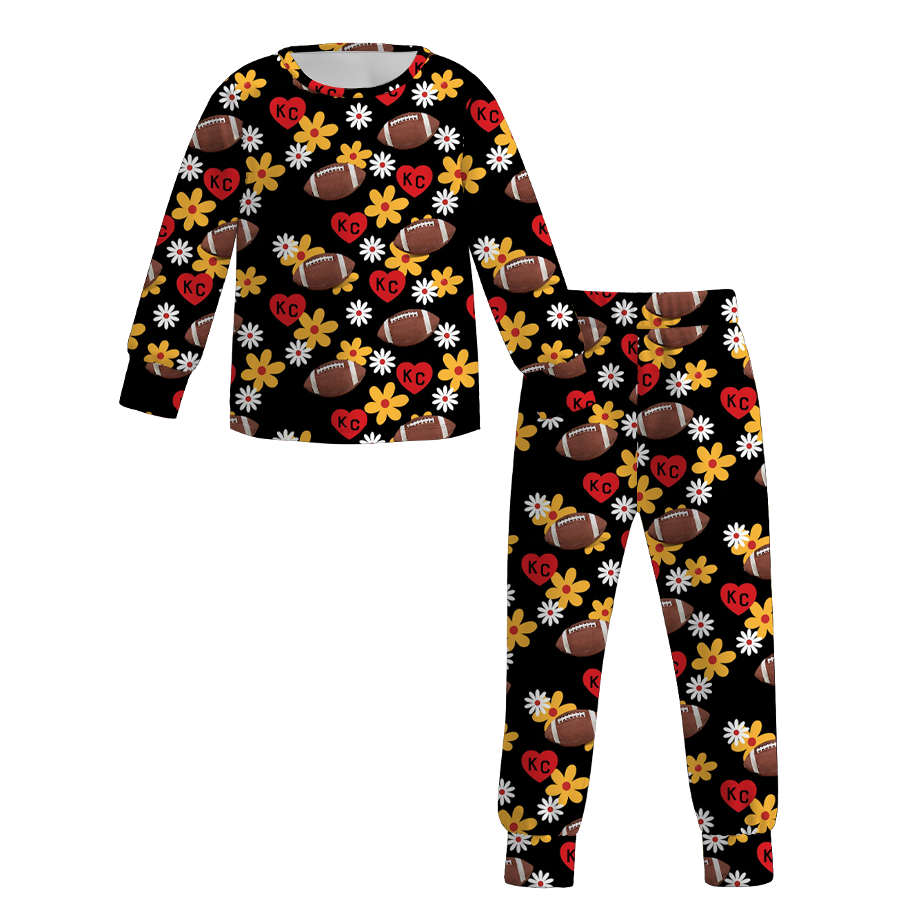 (Pre Order)Family Fall Football Print Set,Pants&Romper