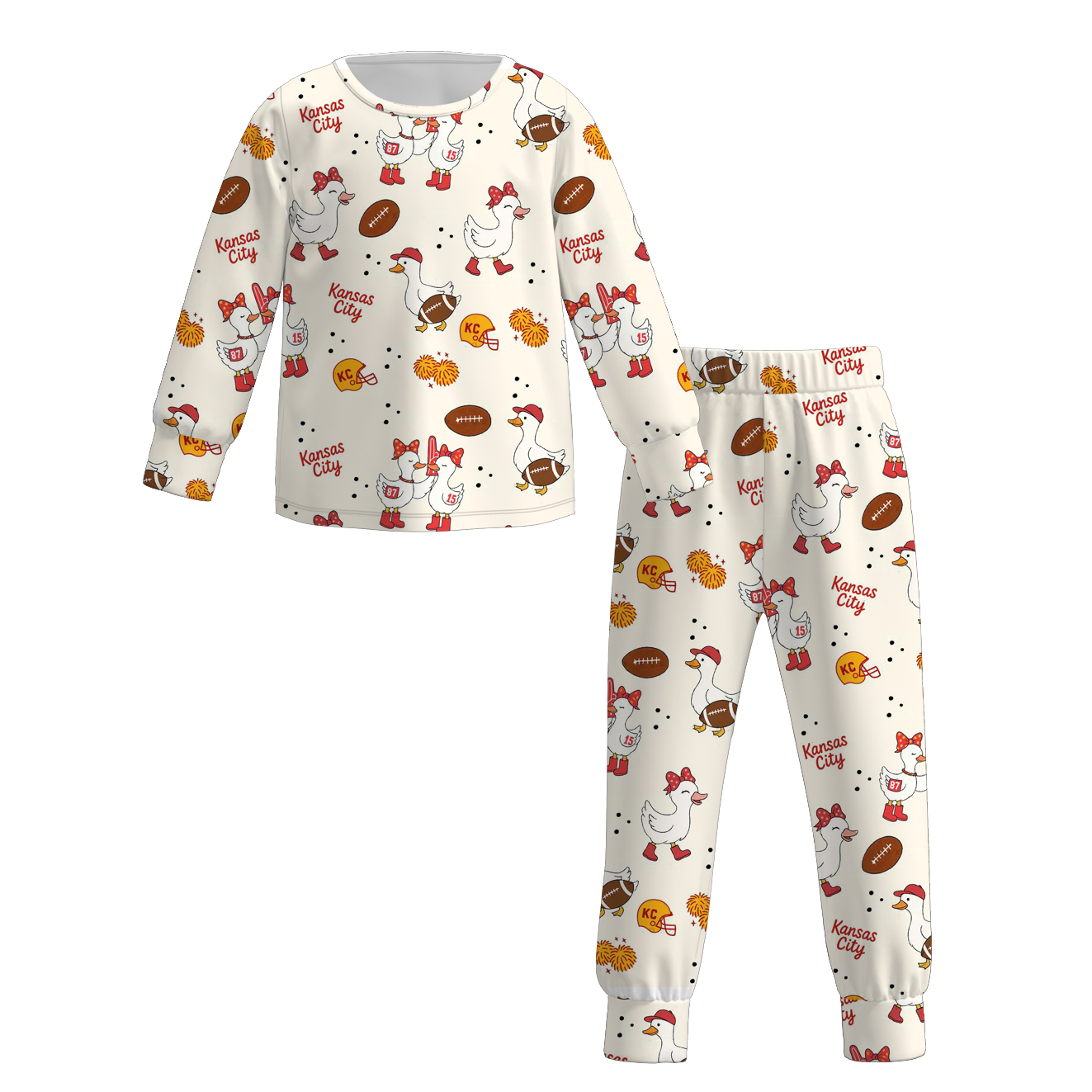 (Pre Order)Family Football Goose Print Set,Pants&Romper