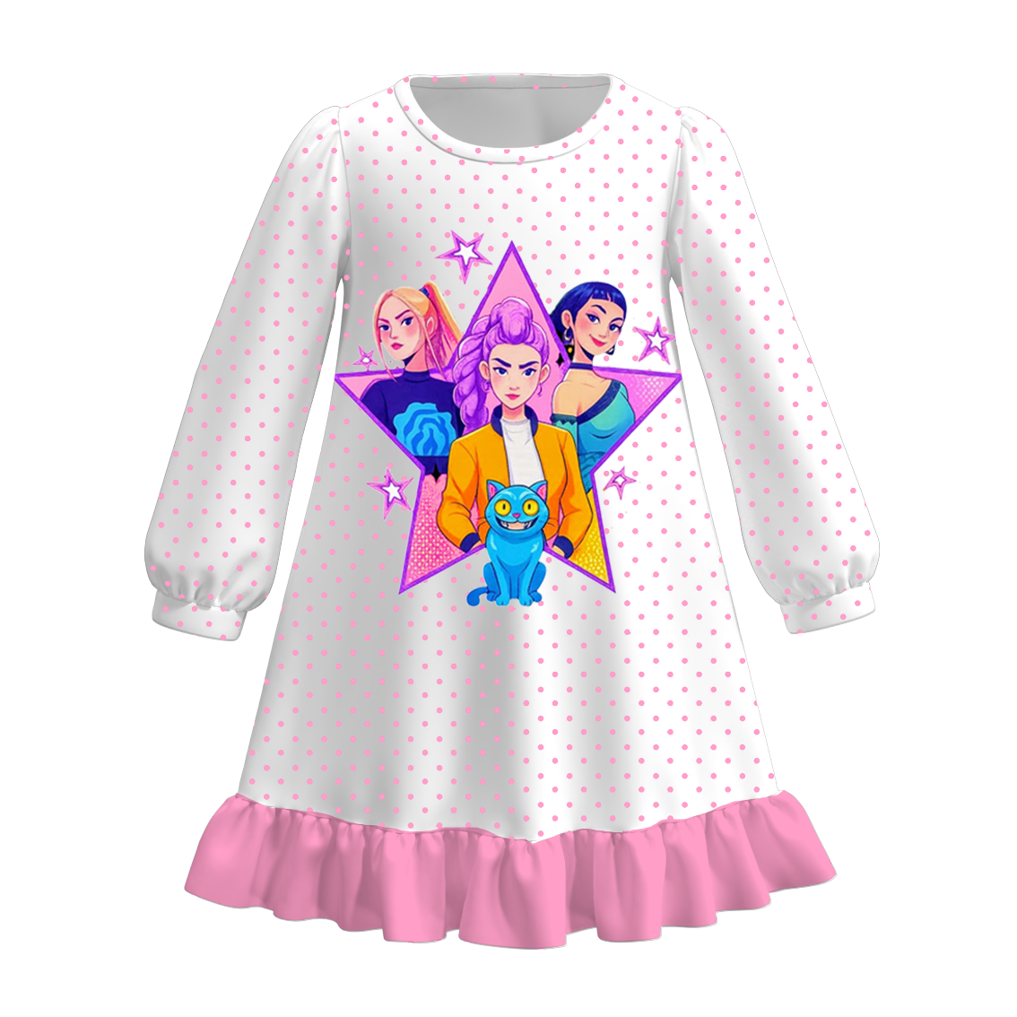 (Pre Order)Girls Movie Character Print Pajamas,Pants&Top