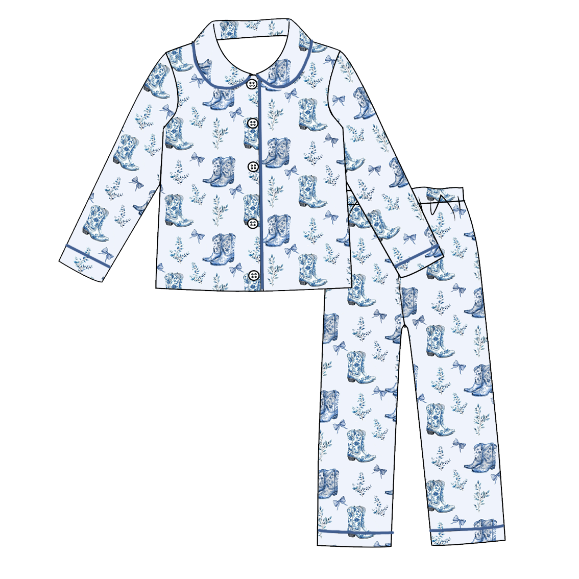 (Pre Order)Family Fall Cowgirl Embroidery Smocked Dress,Pajamas&Romper