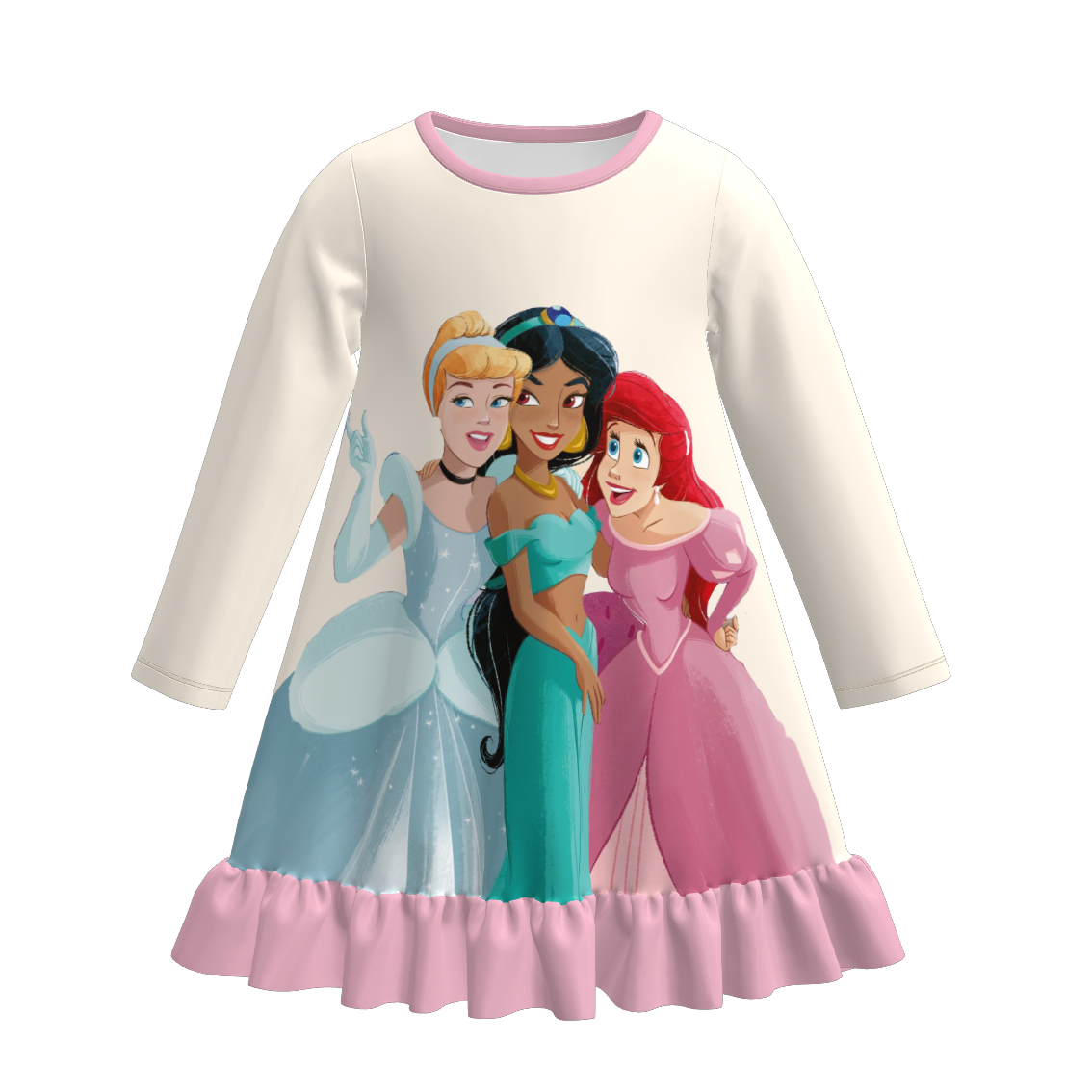 (Pre Order)Girls Fall&Winter Princess Print Pajamas Dress