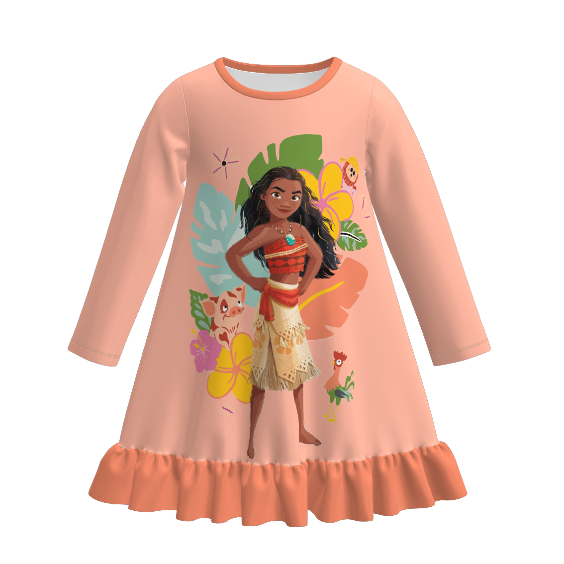(Pre Order)Girls Fall&Winter Princess Print Pajamas Dress