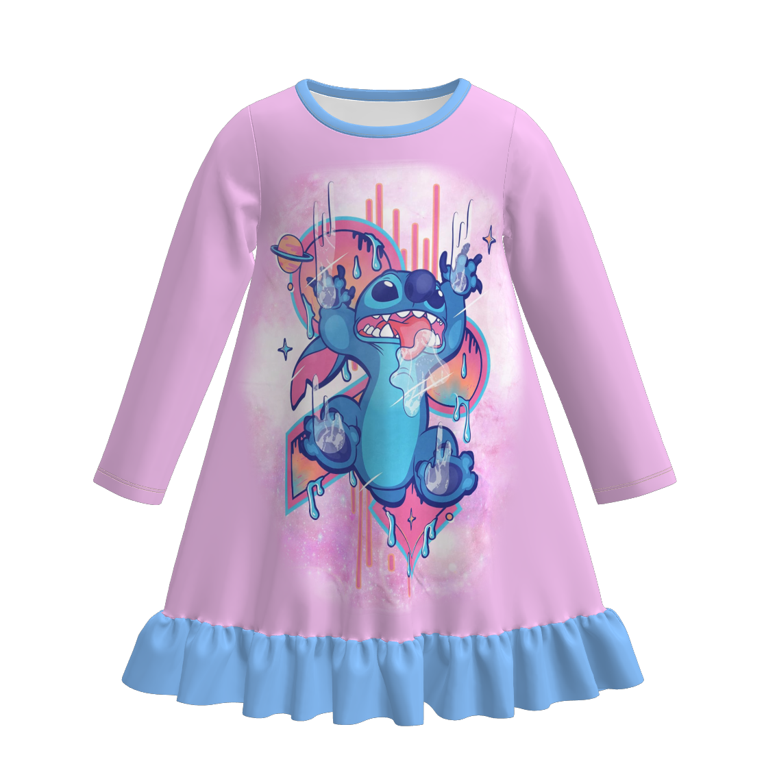 (Pre Order)Girls Fall&Winter LBB Print Pajamas Dress