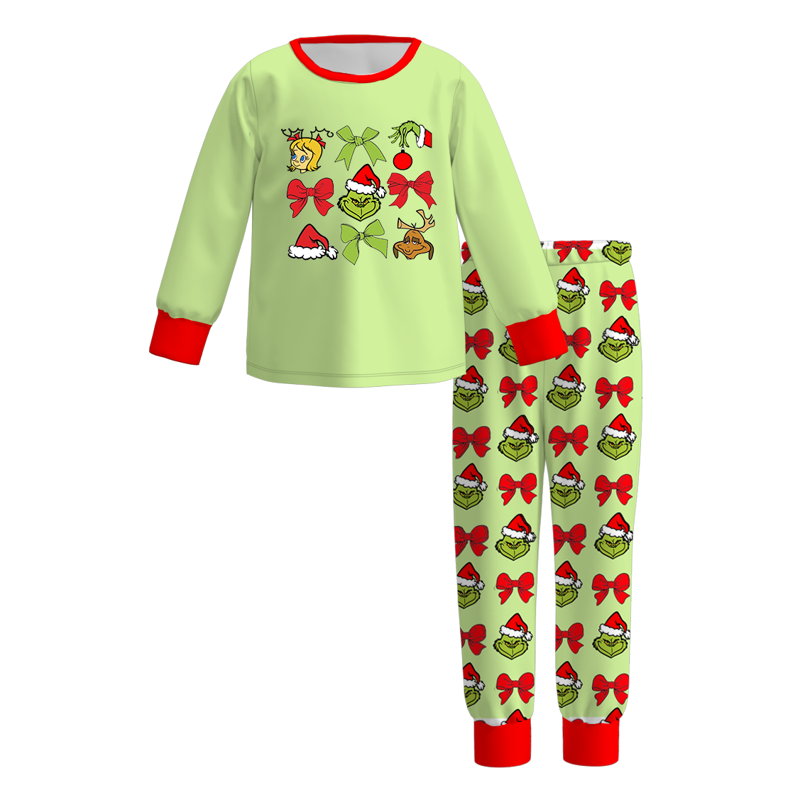 (Pre Order)Girls Christmas Cartoon Print Pajamas