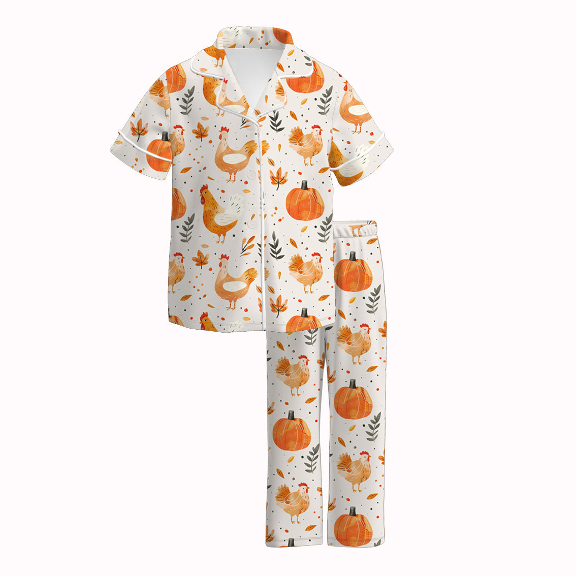 (Pre Order)Family Fall Chick&Pumpkin Print Dress,Pajamas,Romper