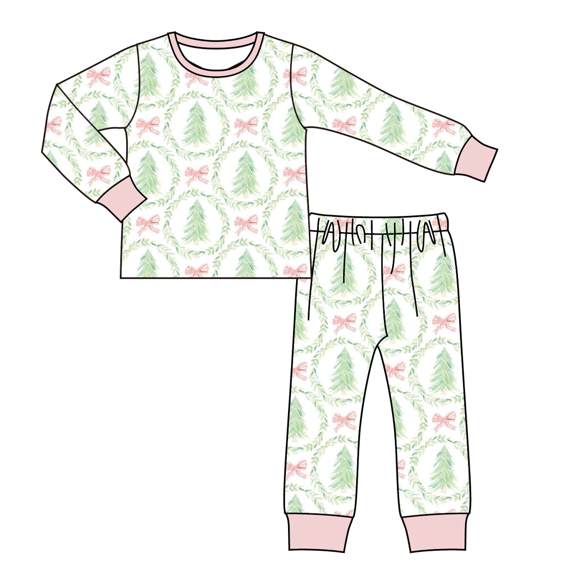 (Pre Order)Family Christmas Tree Dress,Set,Pants&Romper