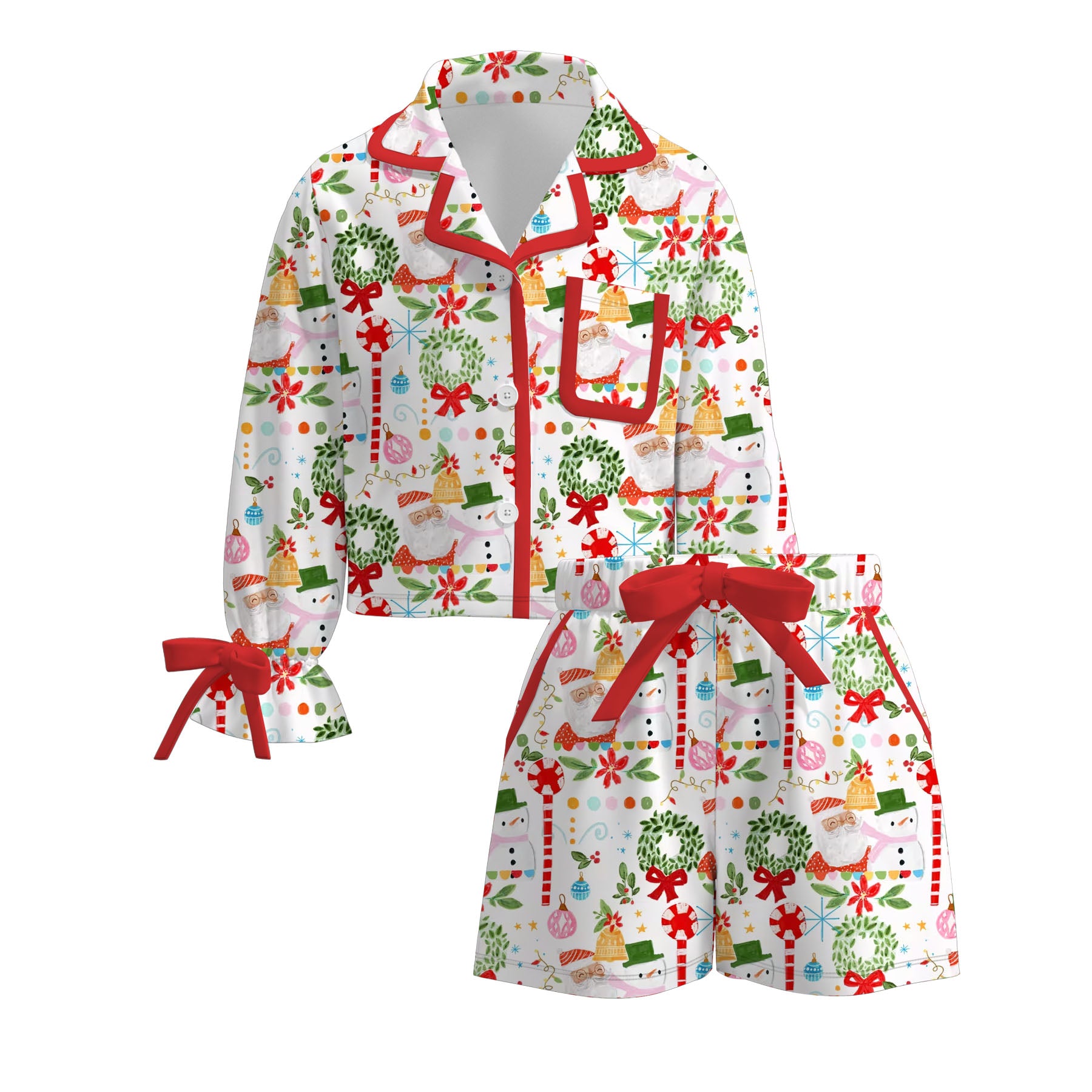 (Pre Order)Girls Christmas Print Pajamas