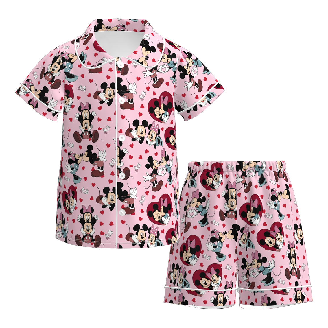(Pre Order)Girls Valentine's Day Cartoon Print Pajamas