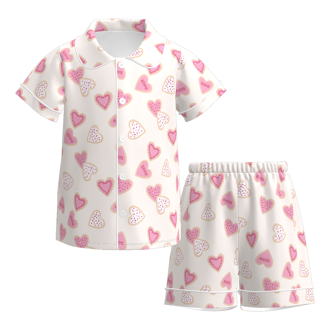 (Pre Order)Girls Valentine's Day Cartoon Print Pajamas