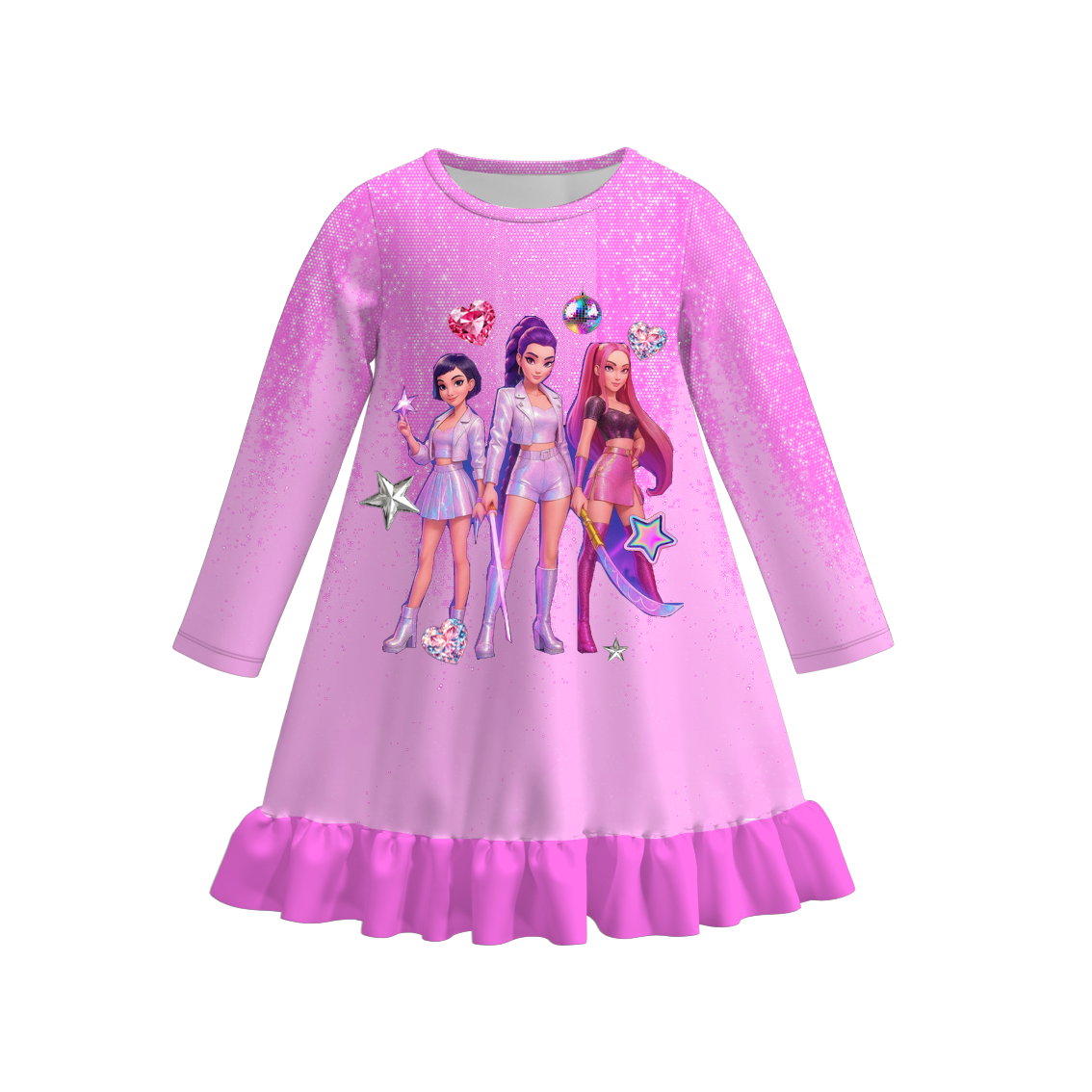 (Pre Order)Girls Movie Character Print Pajamas Dress