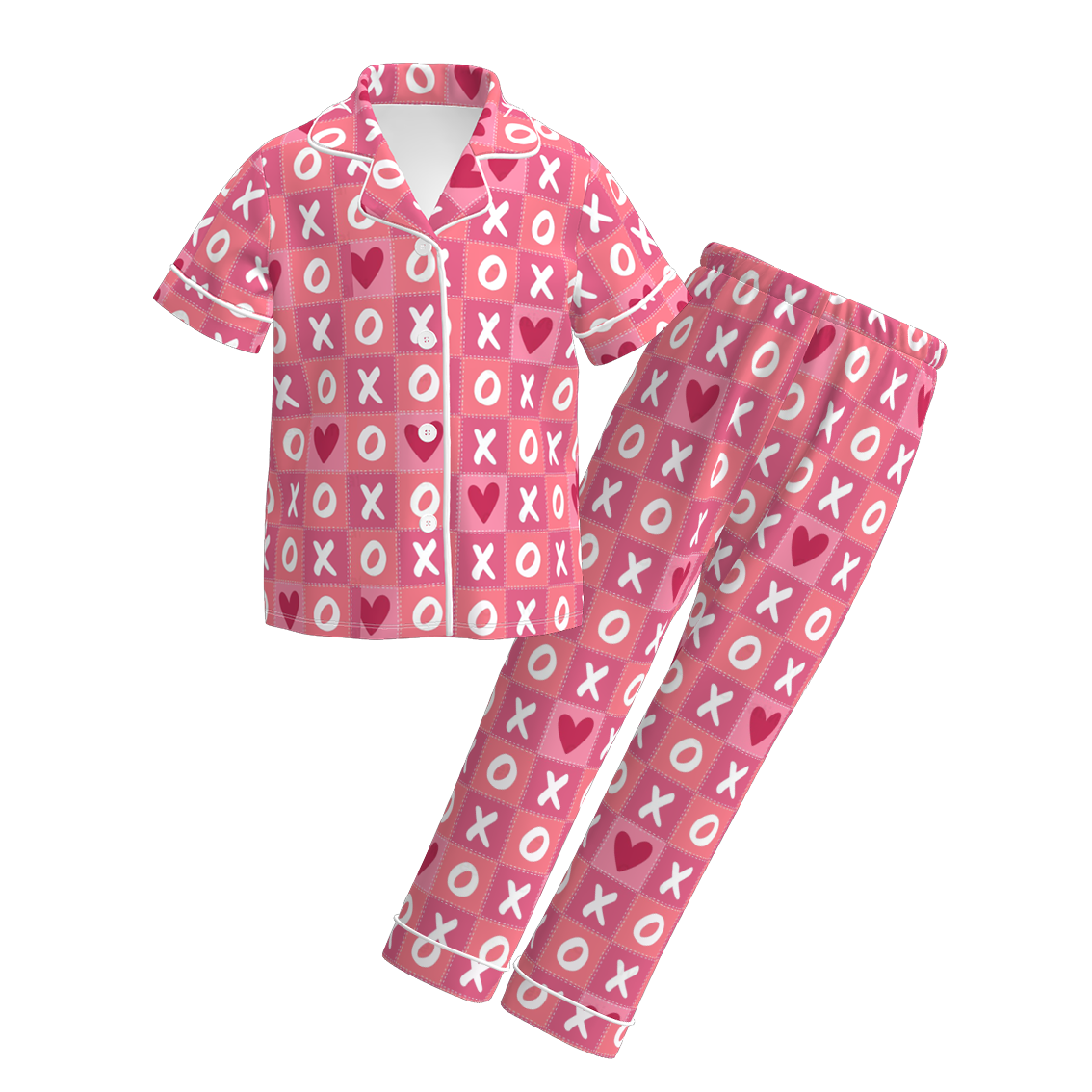 (Pre Order)Girls Valentine's Day Cartoon Print Pajamas